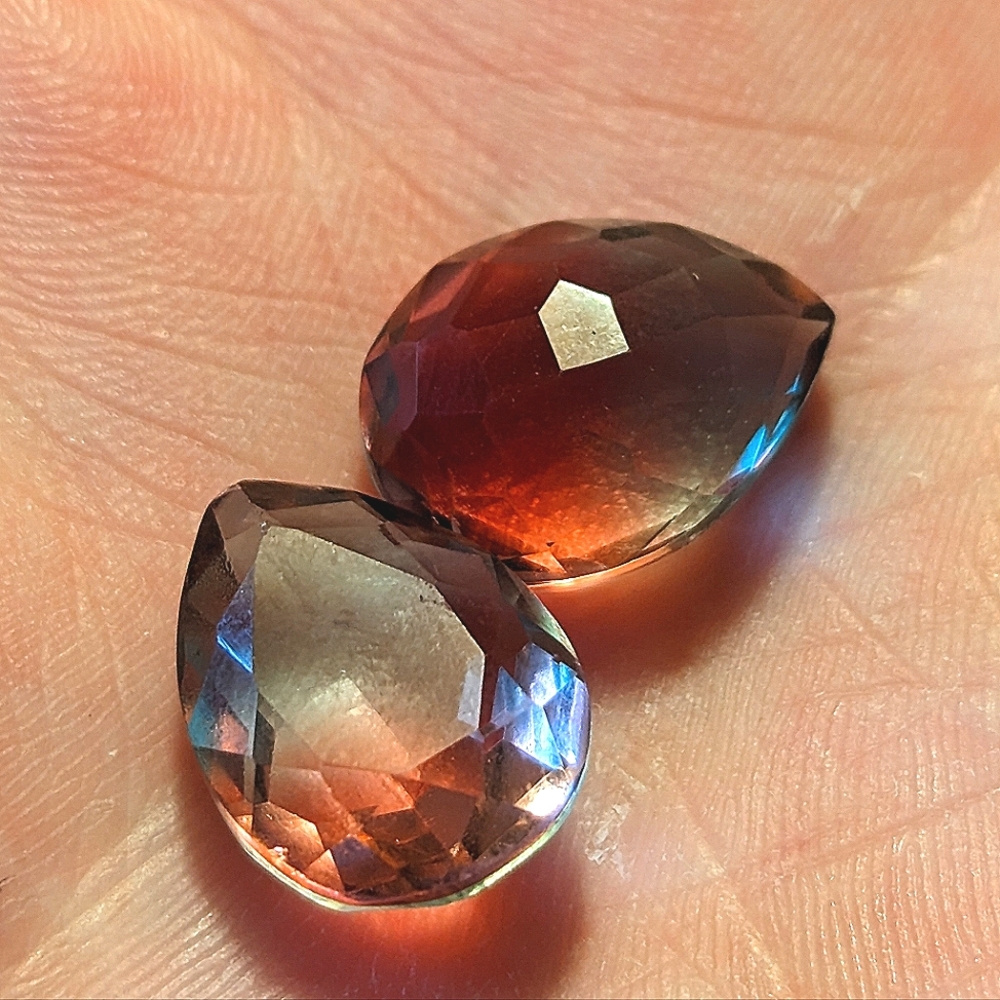 16.35ctw Watermelon 🍉Tourmaline Pear Doublet Set of 2 LOT H Unique Jewelry GEMS